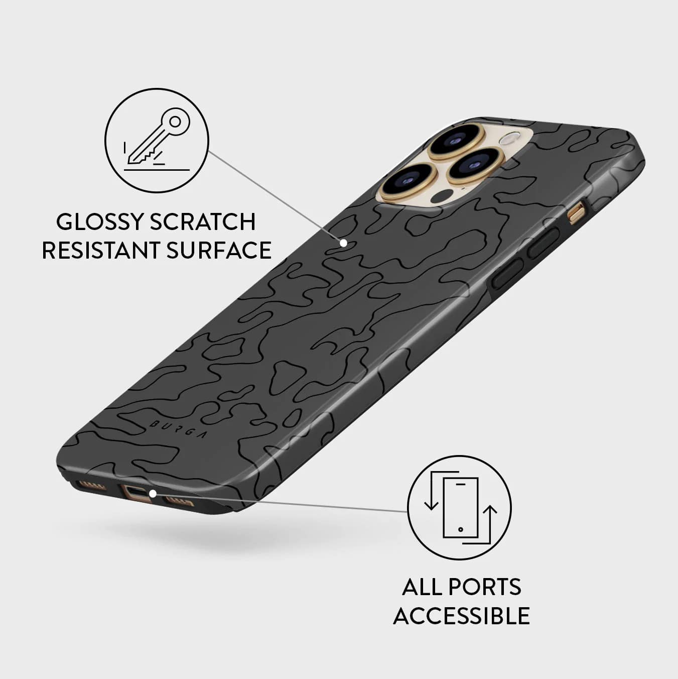 Burga iPhone 13 Pro Fashion Tough Σκληρή Θήκη - Black Rock