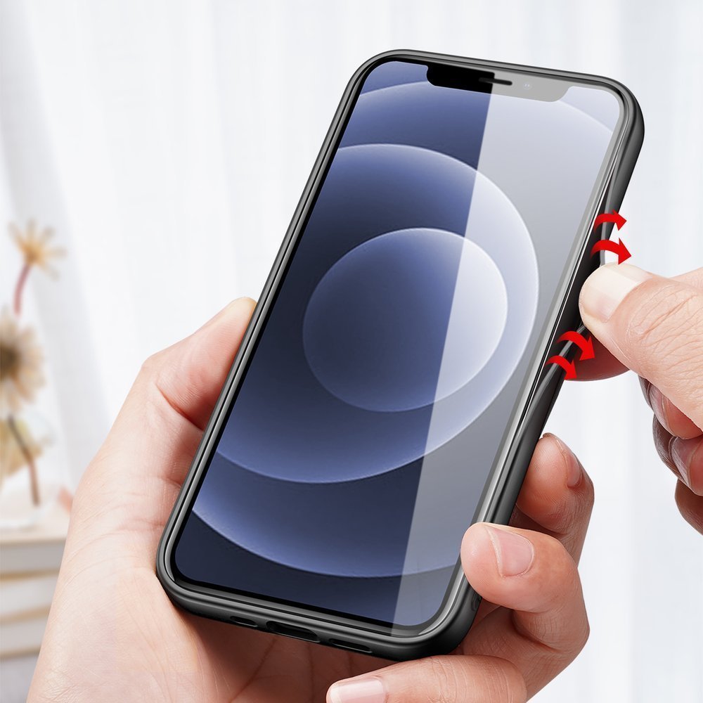 Dux Ducis iPhone 13 Pro Fino Series Σκληρή Θήκη με Πλαίσιο Σιλικόνης και Επένδυση από Ύφασμα - Black
