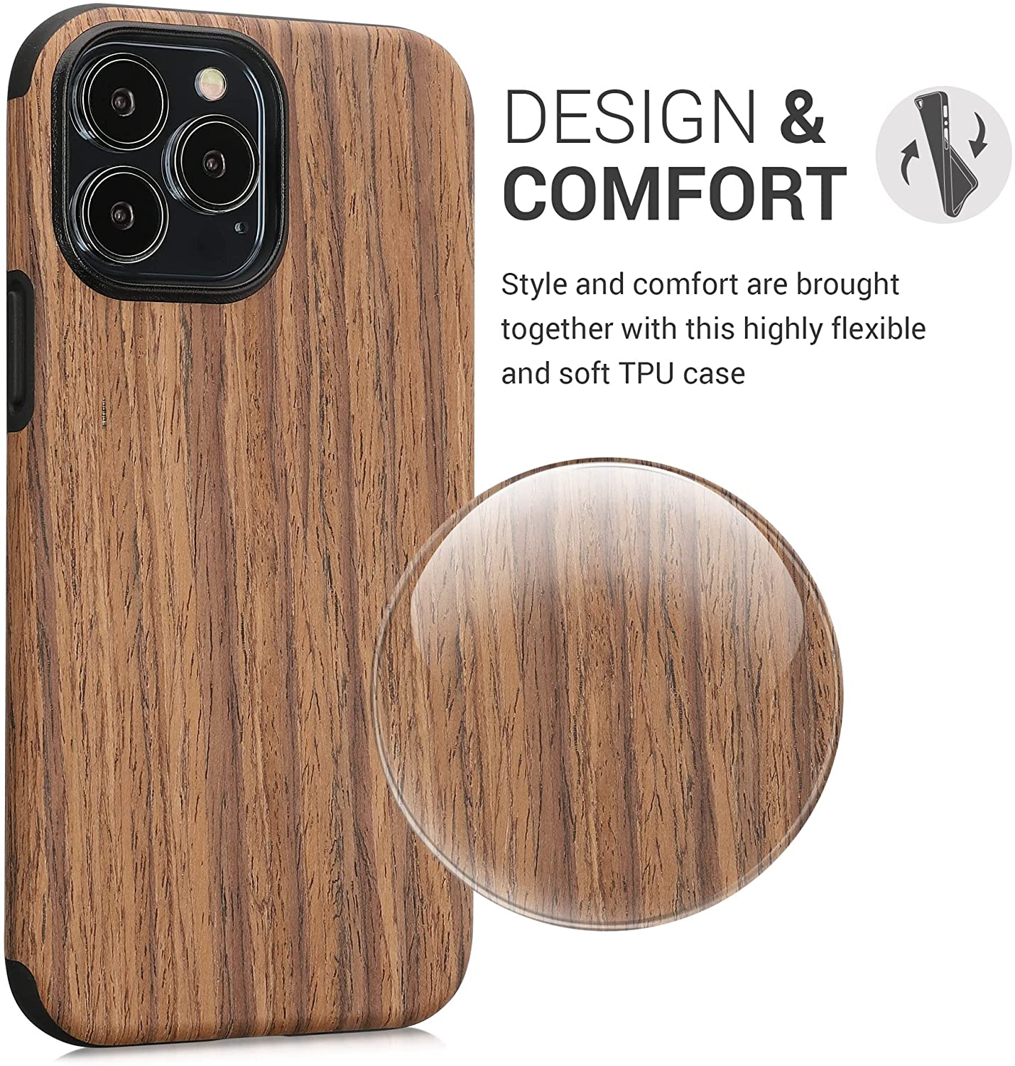 KW iPhone 13 Pro Max Θήκη Σιλικόνης TPU Design Two - Tone Wood - Woodgrain Brown - 58304.01