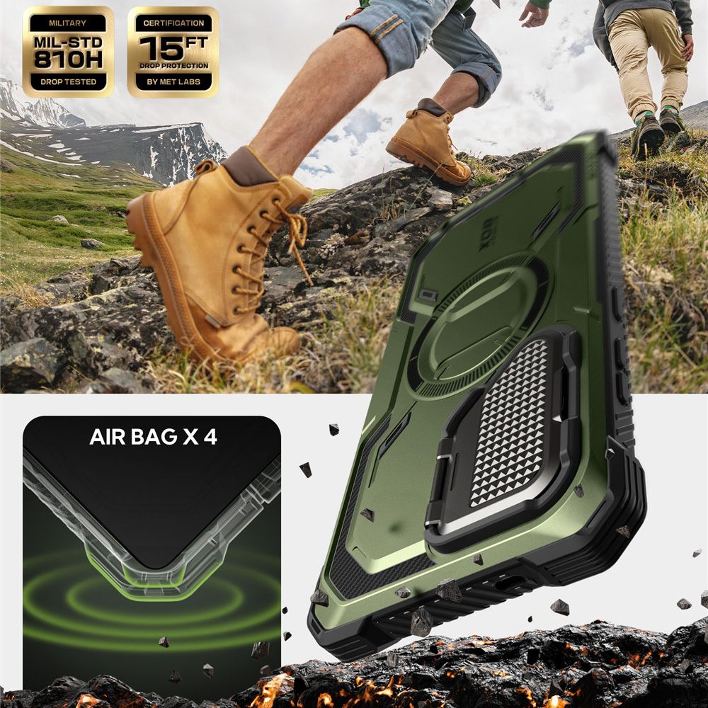 Supcase Samsung Galaxy S25 Ultra Armorbox Magsafe Σκληρή Θήκη με Προστασία Οθόνης και Κάλυμμα Κάμερας / Stand - Green