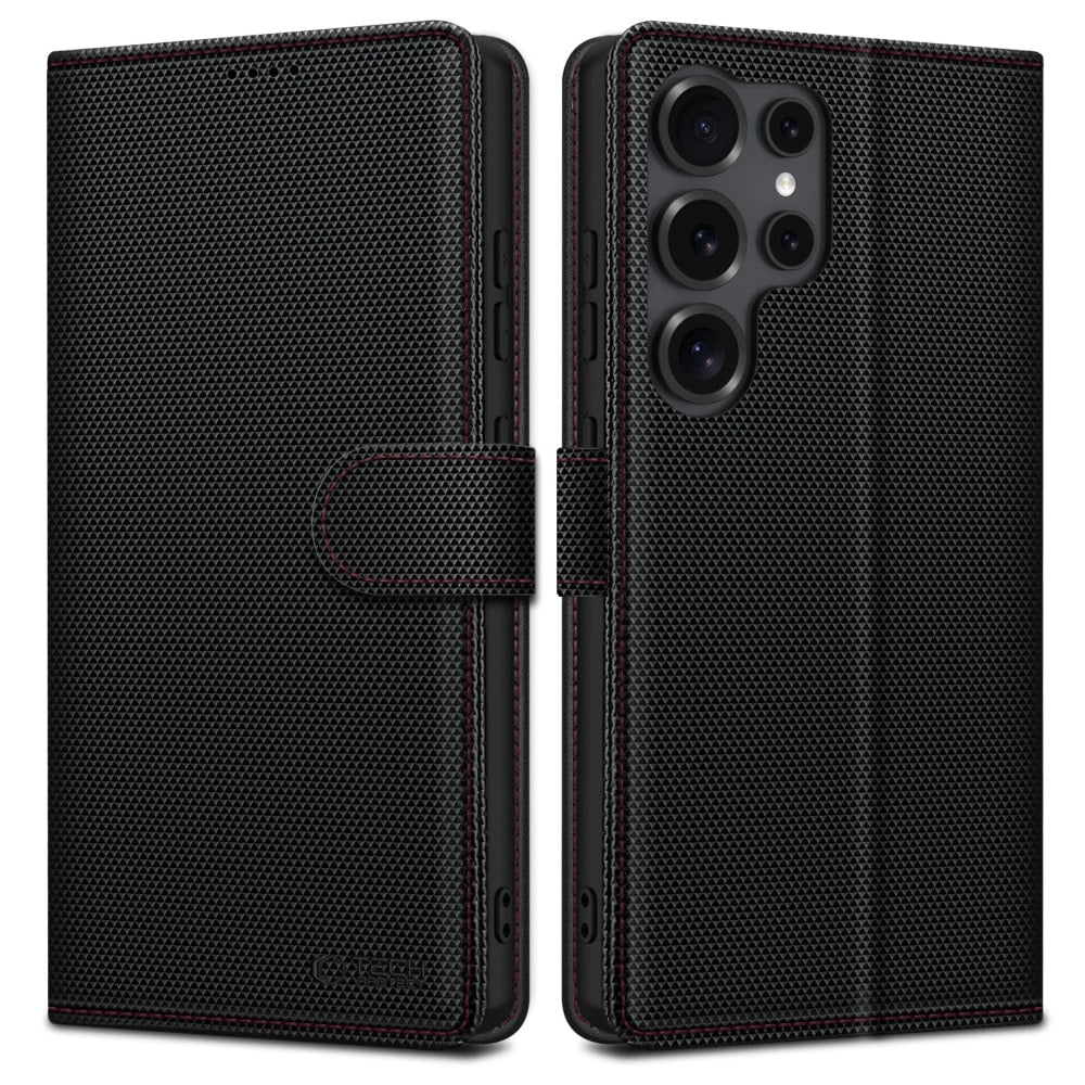 Tech - Protect Samsung Galaxy S25 Ultra Wallet RS Θήκη Πορτοφόλι Stand από Δερματίνη - Black / Red