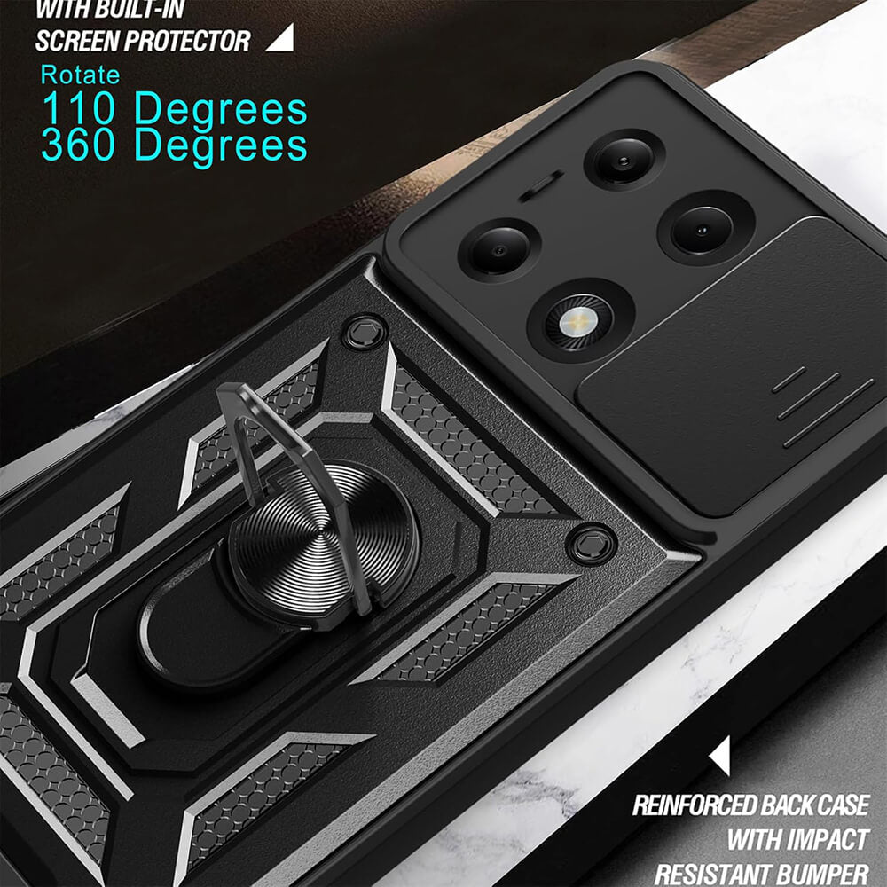 Techsuit Samsung Galaxy A36 5G - CamShield - Σκληρή Θήκη με Προστασία Καμερών και Δαχτυλίδι Συγκράτησης - Black