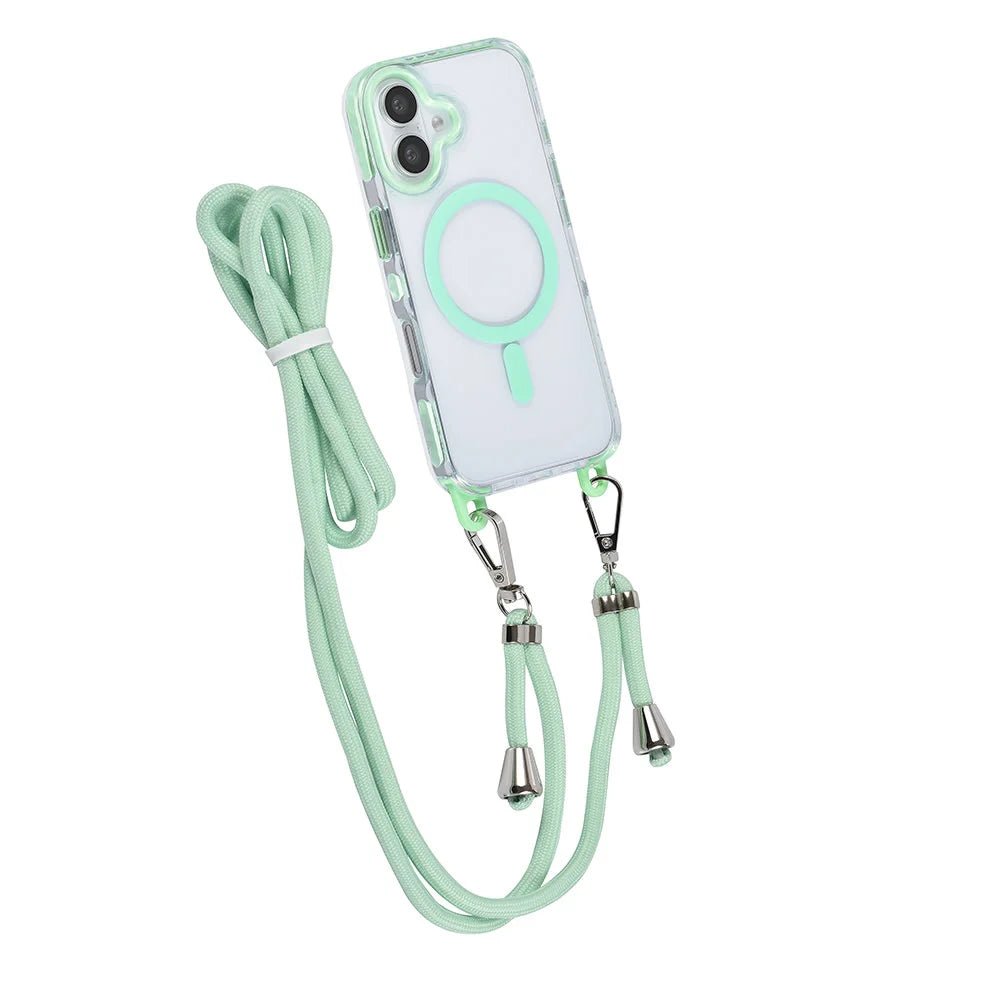 Tuniq iPhone 16 - MagSafe Σκληρή Θήκη με Πλαίσιο Σιλικόνης και Λουράκι - Διάφανη / Green