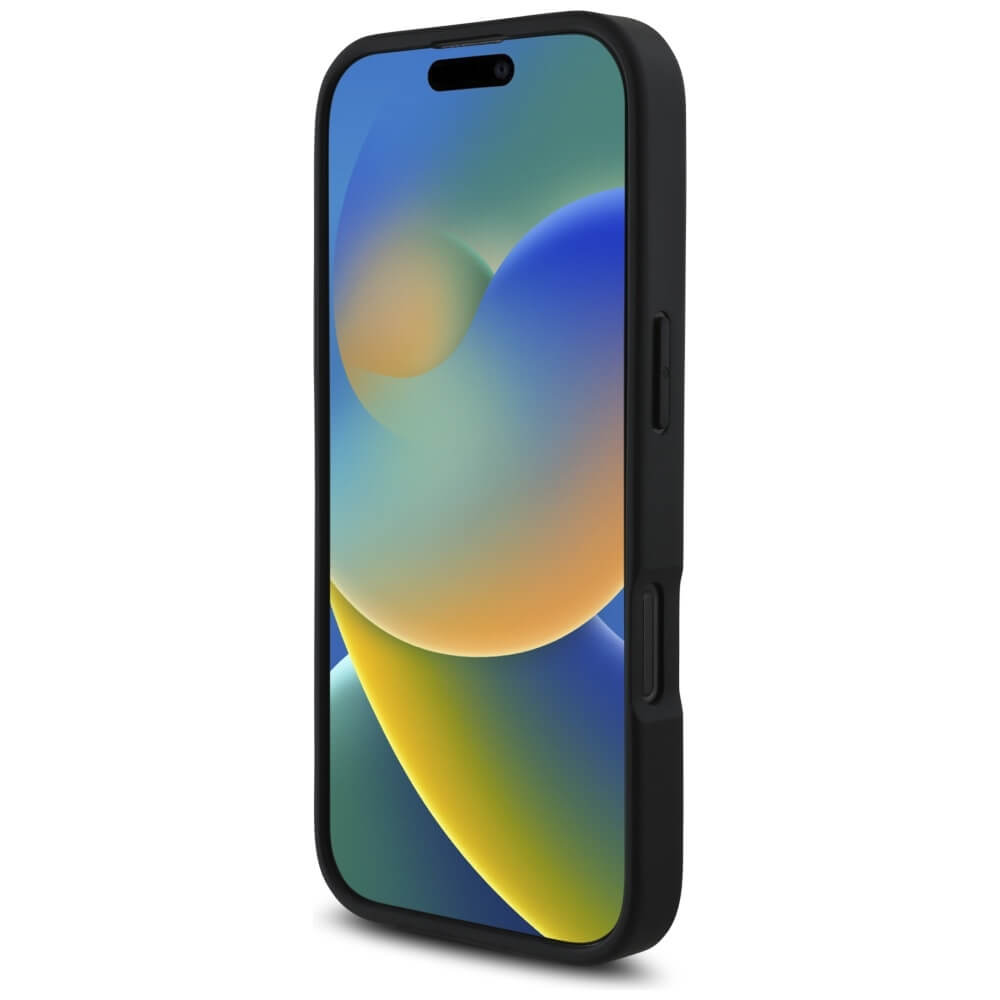 Karl Lagerfeld iPhone 16 Pro Max - HC Grained PU Cardslot Metal Elong - Σκληρή Θήκη με Επένδυση Συνθετικού Δέρματος και Υποδοχή για Κάρτες - Black - KLHCP16XPKHPORPK