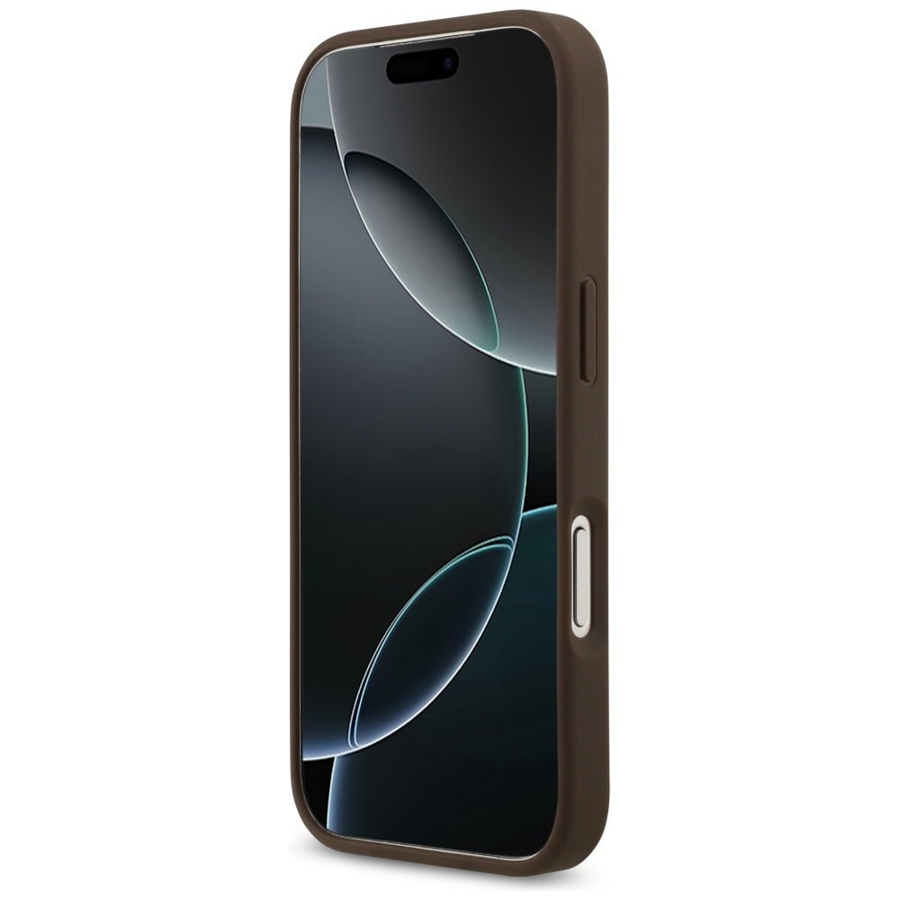 Guess iPhone 17 Pro - 4G Circle Classic Logo MagSafe - Θήκη με Επένδυση Συνθετικού Δέρματος - Brown - GUHMP17LP4PGRSGW