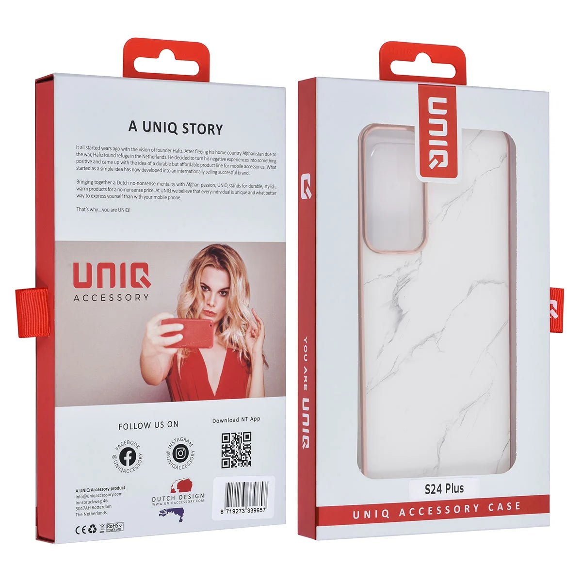 Tuniq Samsung Galaxy S24 Plus - Σκληρή Θήκη με Πλαίσιο Σιλικόνης - Σχέδιο Μάρμαρο - Λευκή