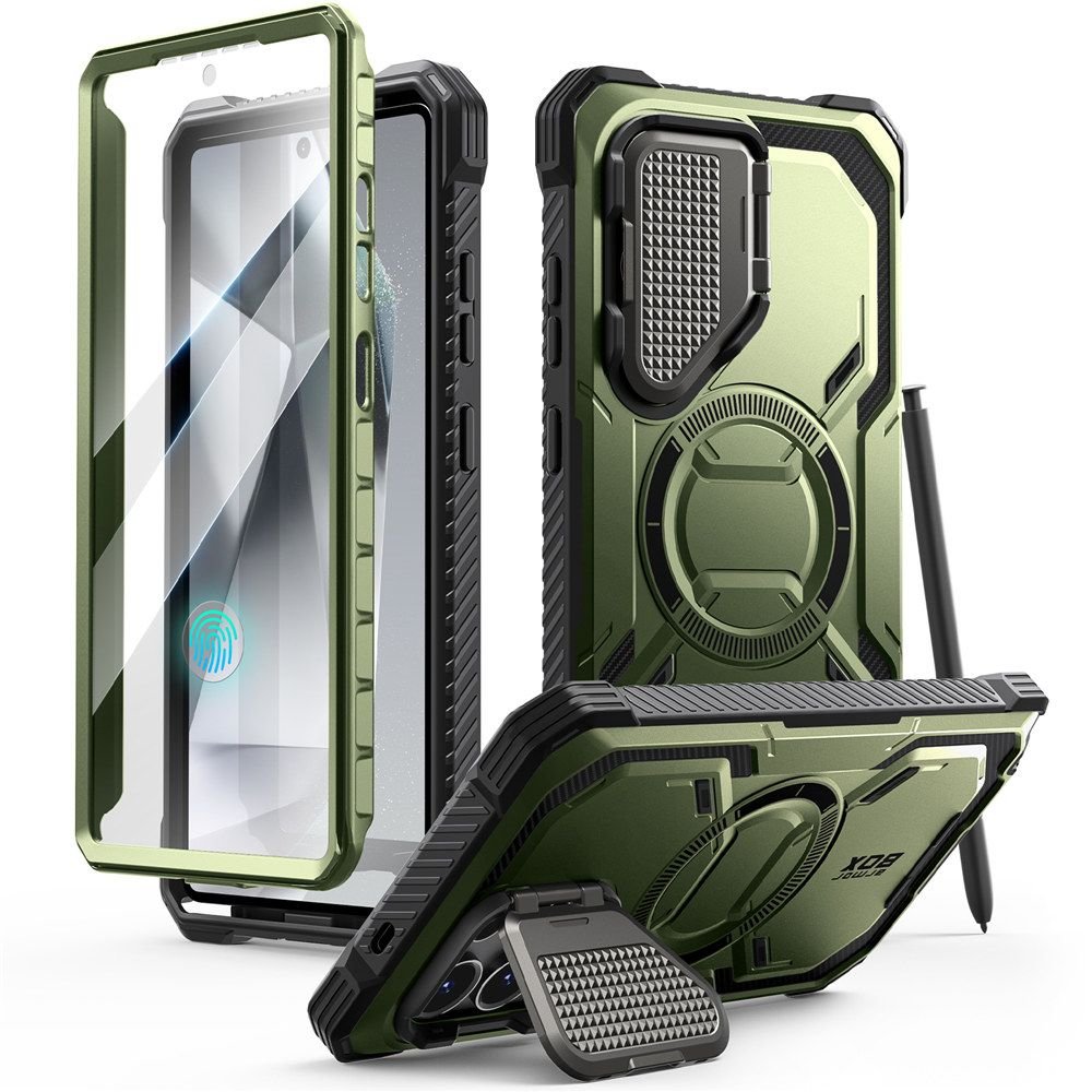 Supcase Samsung Galaxy S25 Ultra Armorbox Magsafe Σκληρή Θήκη με Προστασία Οθόνης και Κάλυμμα Κάμερας / Stand - Green