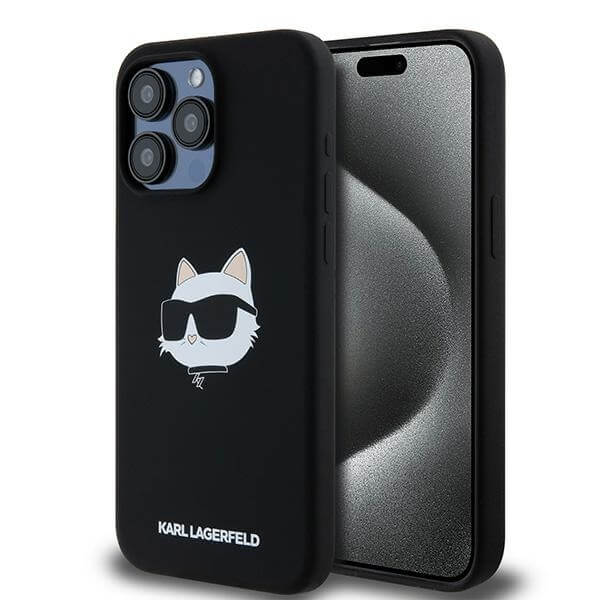 Karl Lagerfeld iPhone 15 Pro - Silicone Choupette Head - MagSafe Θήκη Σιλικόνης - Black - KLHMP15LSCHPPLK