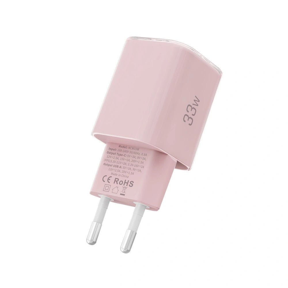 Tech - Protect NCM33W QC3.0 Οικιακός Φορτιστής Γρήγορης Φόρτισης με 1 Θύρα USB και 1 Θύρα Type - C - Baby Pink