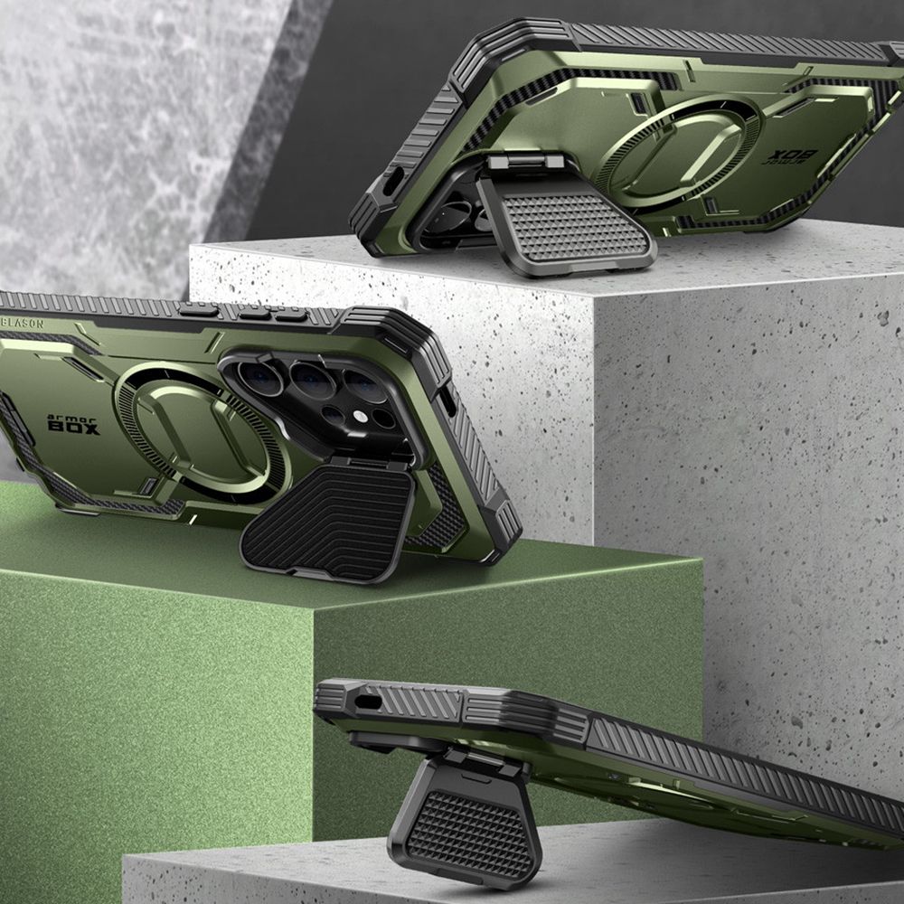 Supcase Samsung Galaxy S24 Ultra Armorbox Magsafe Σκληρή Θήκη με Προστασία Οθόνης και Κάλυμμα Κάμερας / Stand - Green