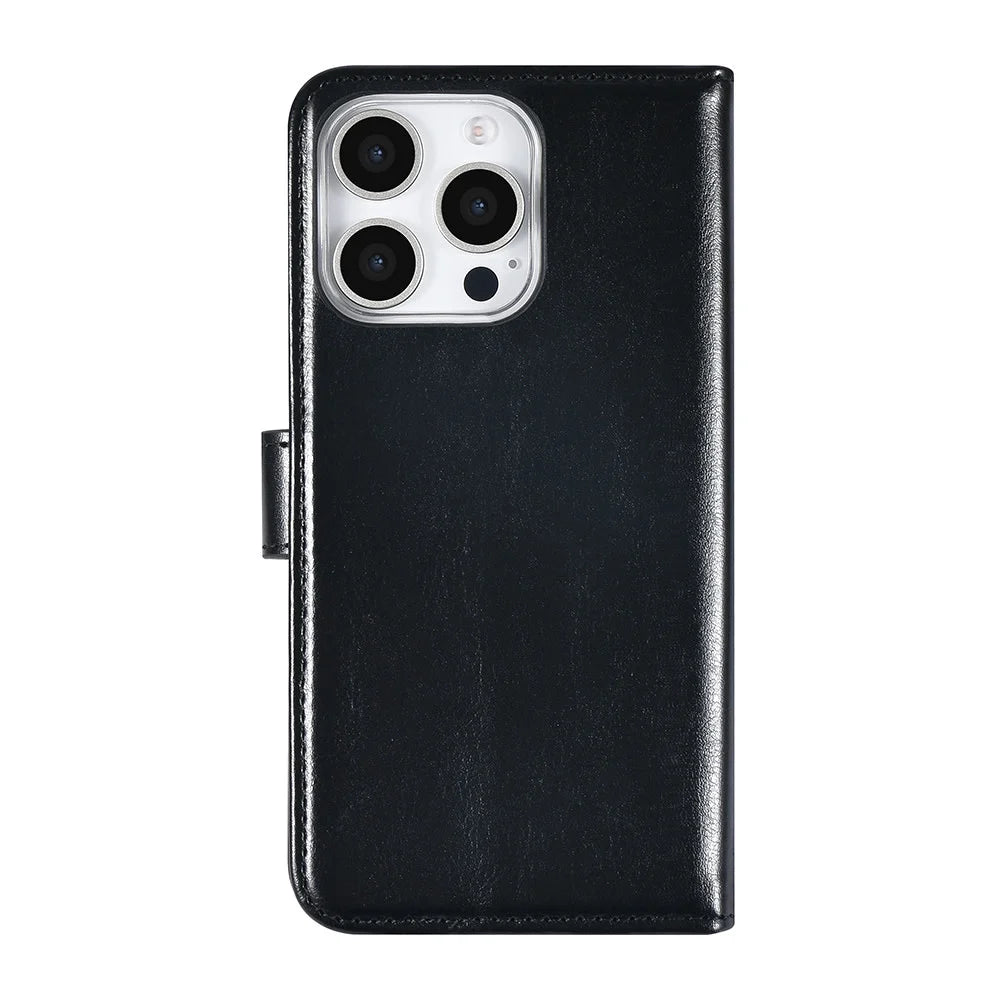 Tuniq iPhone 16 Pro - Θήκη Πορτοφόλι Stand από Δερματίνη - Black