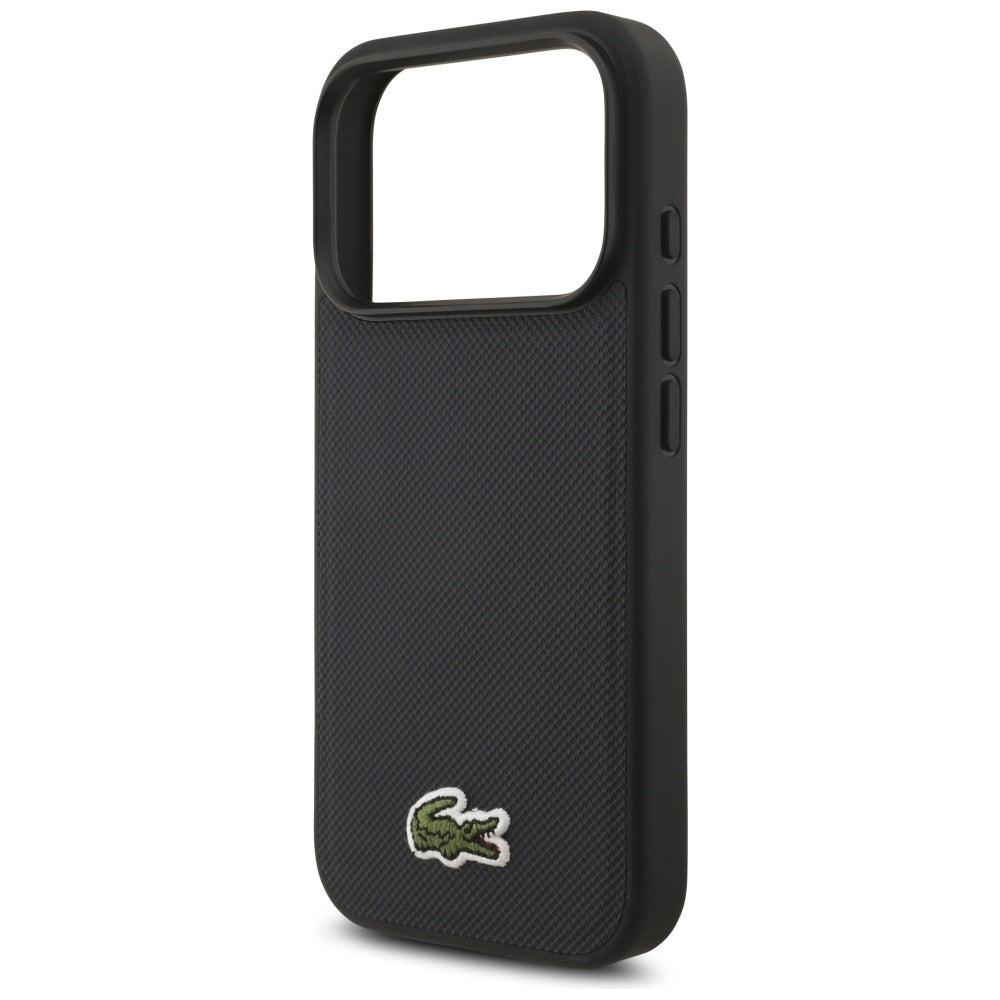 Lacoste iPhone 17 Pro - Iconic Petit Pique Woven Logo MagSafe - Σκληρή Θήκη με Πλαίσιο Σιλικόνης - Navy Blue