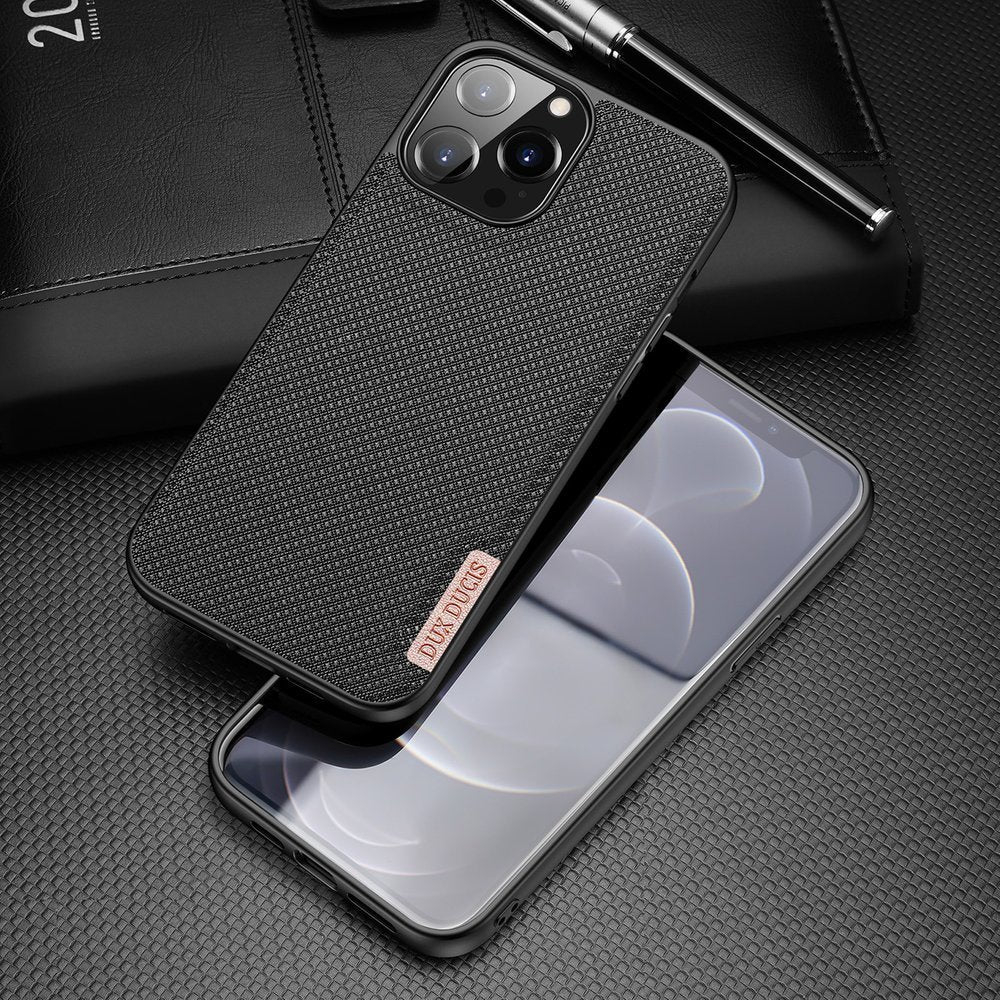 Dux Ducis iPhone 13 Pro Max Fino Series Σκληρή Θήκη με Πλαίσιο Σιλικόνης και Επένδυση από Ύφασμα - Black