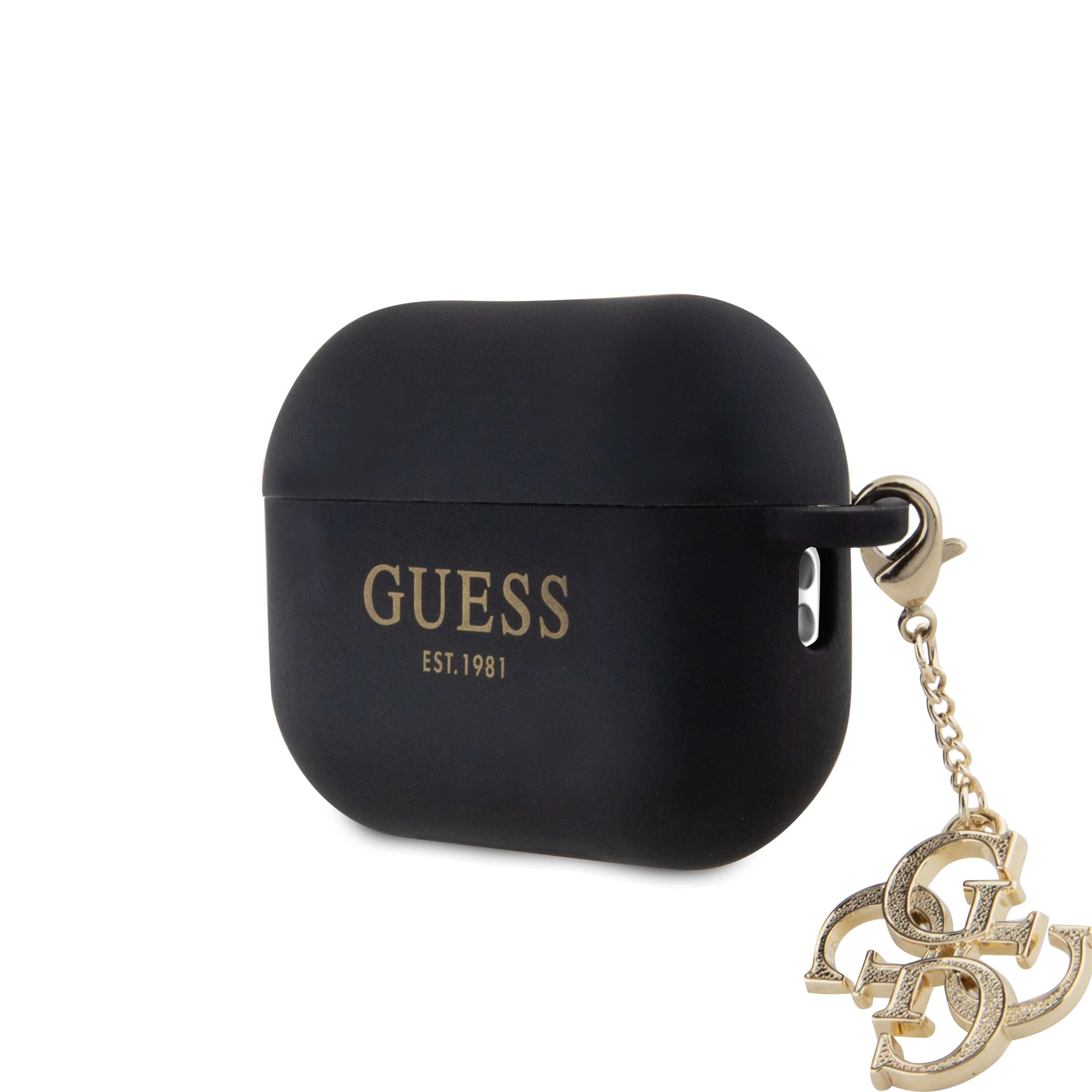 Guess AirPods Pro 2 Θήκη Σιλικόνης - Liquid Silicone Glitter Triangle Charm - Black