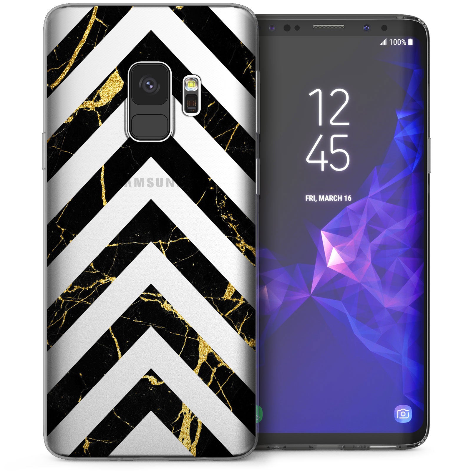 Caseflex iPhone XR Θήκη Σιλικόνης TPU - Marble Arrows - Black / Gold - Διάφανη