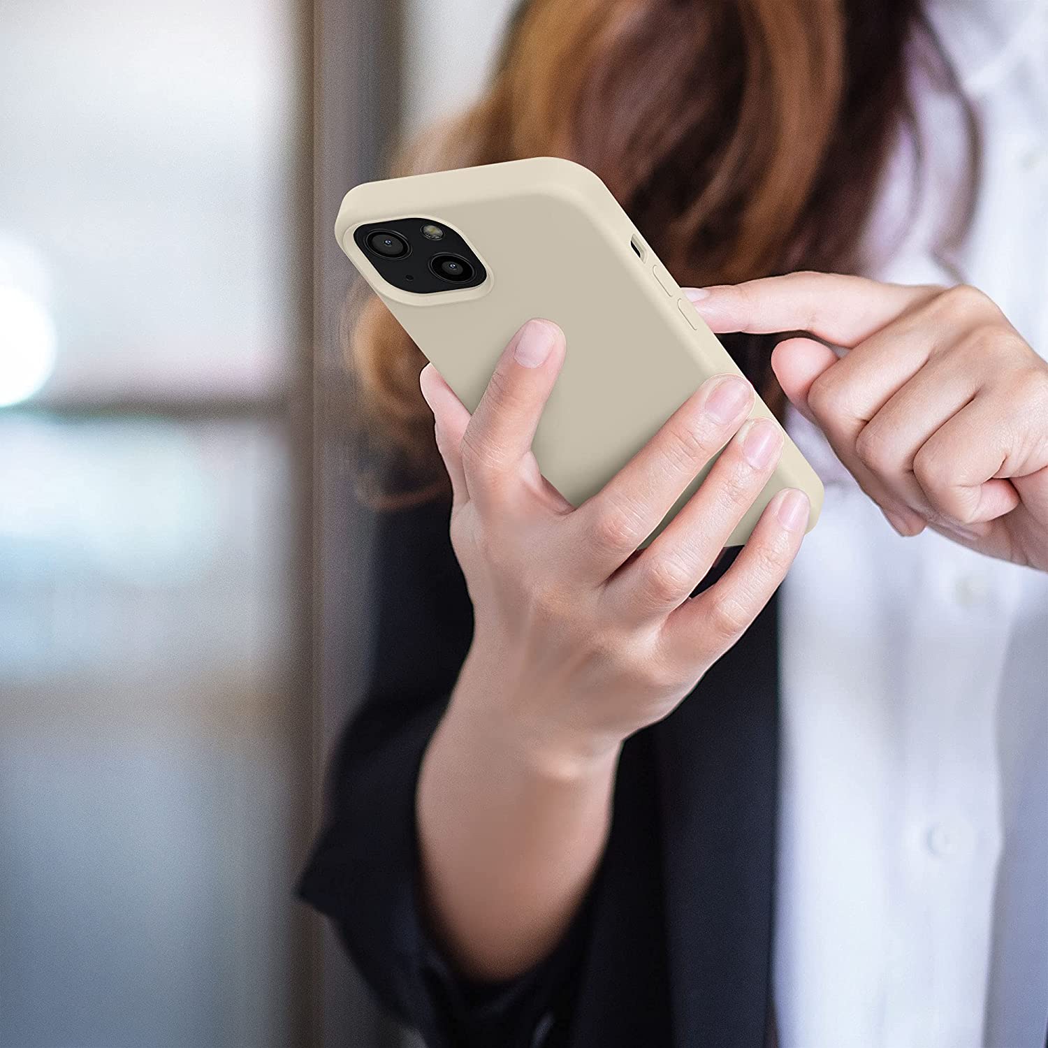 KW iPhone 13 Θήκη Σιλικόνης Rubberized TPU - Cream - 55878.16