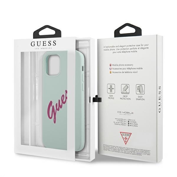Guess iPhone 12 Pro Max Silicone Vintage Script Θήκη Σιλικόνης - Blue / Fuschia - GUHCP12LLSVSBF