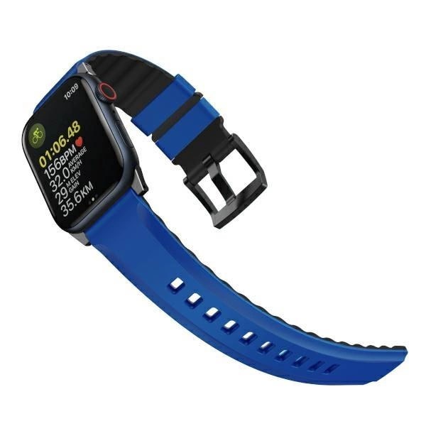 Uniq Λουράκι Apple Watch 2 / 3 / 4 / 5 / 6 / 7 / 8 / 9 / SE / ULTRA 1 / ULTRA 2 - 42 / 44 / 45 / 49 mm Linus Airosoft Σιλικόνης - Blue / Racing Blue