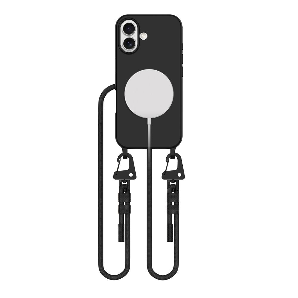 Tech - Protect iPhone 16 MagNecklace - MagSafe Θήκη Σιλικόνης TPU με Pυθμιζόμενο Αποσπώμενο Κορδόνι - Black