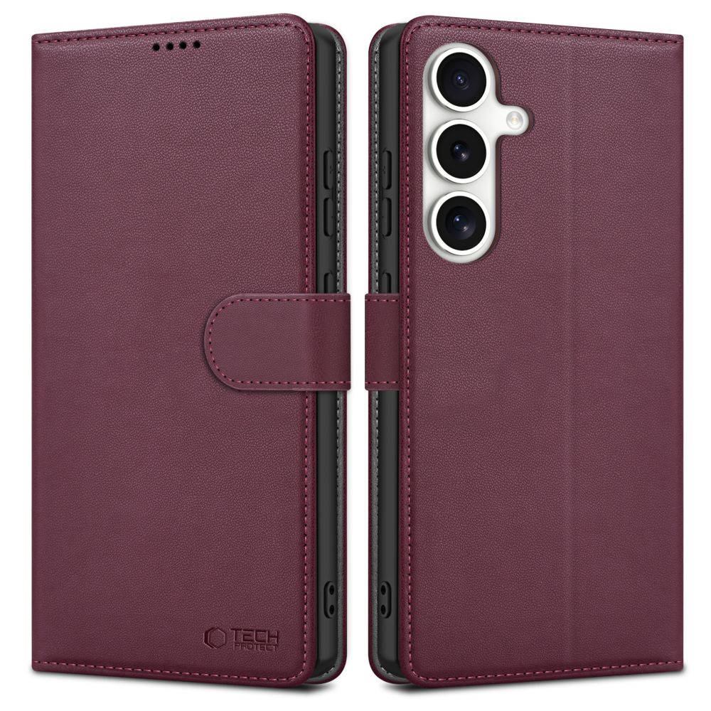 Tech - Protect Samsung Galaxy S25 Θήκη Πορτοφόλι Stand από Δερματίνη - Mulberry