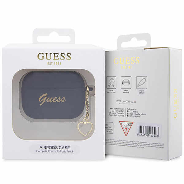 Guess AirPods Pro 2 Θήκη Σιλικόνης - Silicone Charm Heart Collection - Black