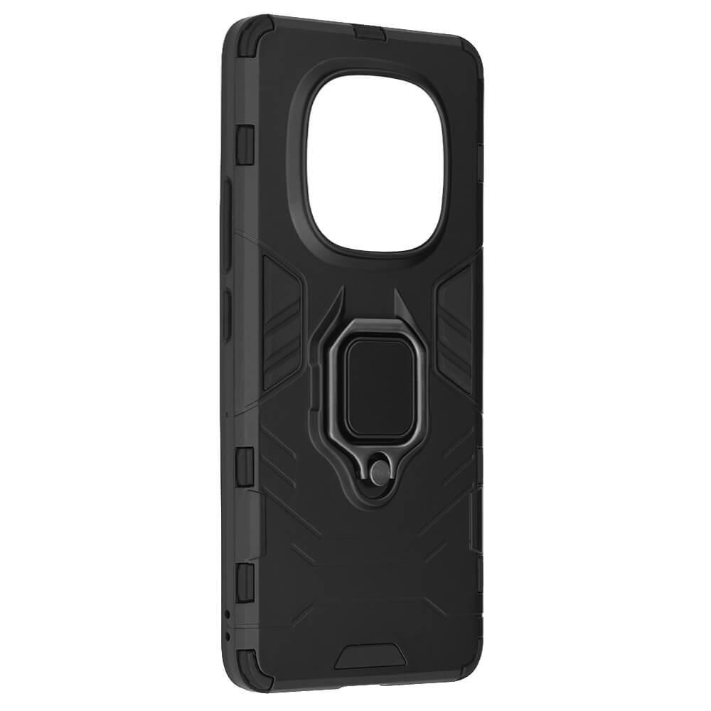 Techsuit Xiaomi Redmi Note 14 Pro 5G / Poco X7 - Silicone Shield - Σκληρή Θήκη με Δαχτυλίδι Συγκράτησης - Black