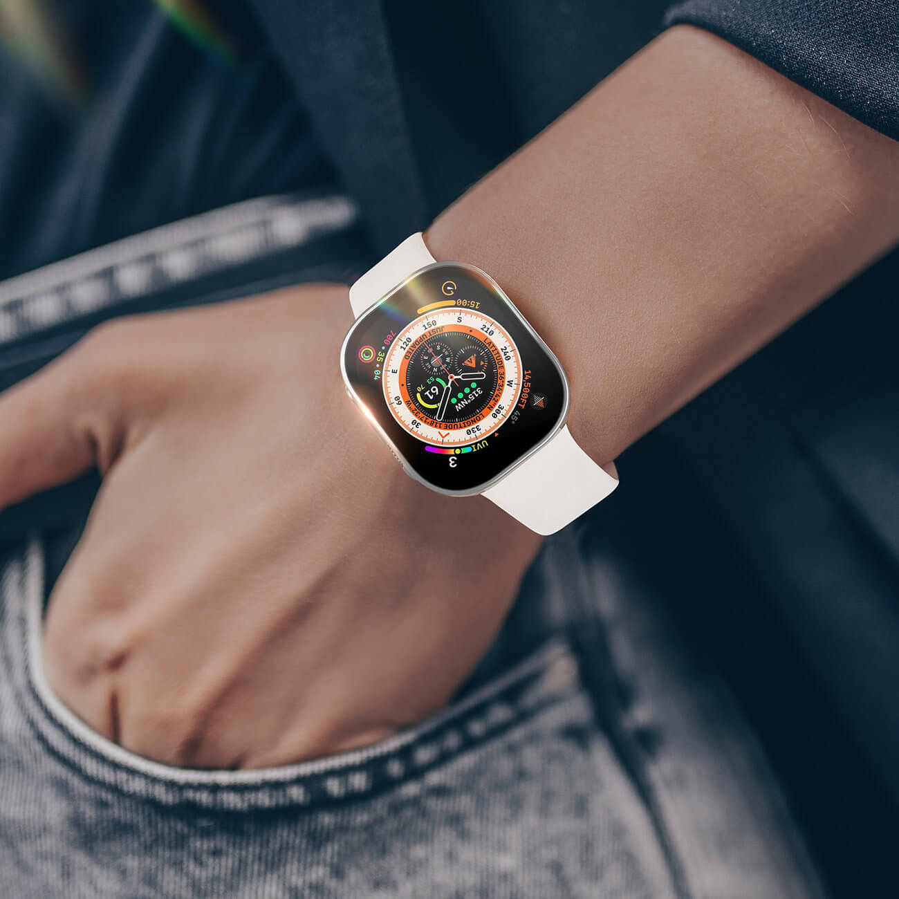Dux Ducis Σκληρή Θήκη με προστασία Οθόνης Apple Watch Ultra (1/2/3) - 49mm Hamo Case - Silver