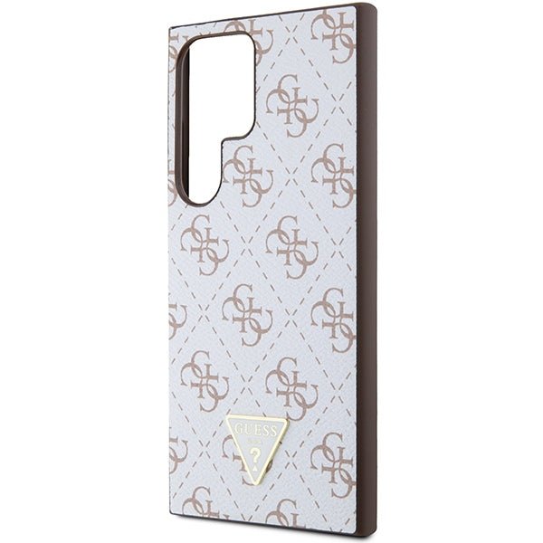 Guess Samsung Galaxy S24 Ultra - 4G Triangle - Σκληρή Θήκη με Επένδυση Συνθετικού Δέρματος και Πλαίσιο Σιλικόνης - White - GUHCS24LPG4GPH