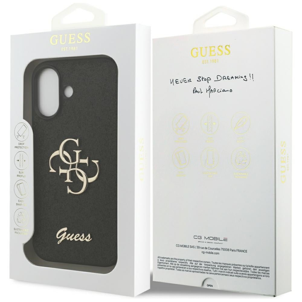 Guess iPhone 17 - Fixed Glitter Big 4G - Σκληρή Θήκη με Πλαίσιο Σιλικόνης - Black - GUHCP17SHG4SGK