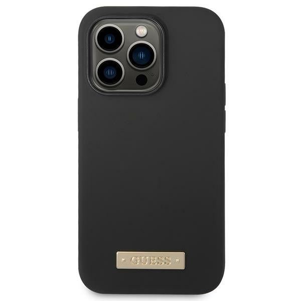 Guess iPhone 14 Pro Silicone Logo Plate MagSafe Θήκη Σιλικόνης με MagSafe - Black - GUHMP14LSBPLK