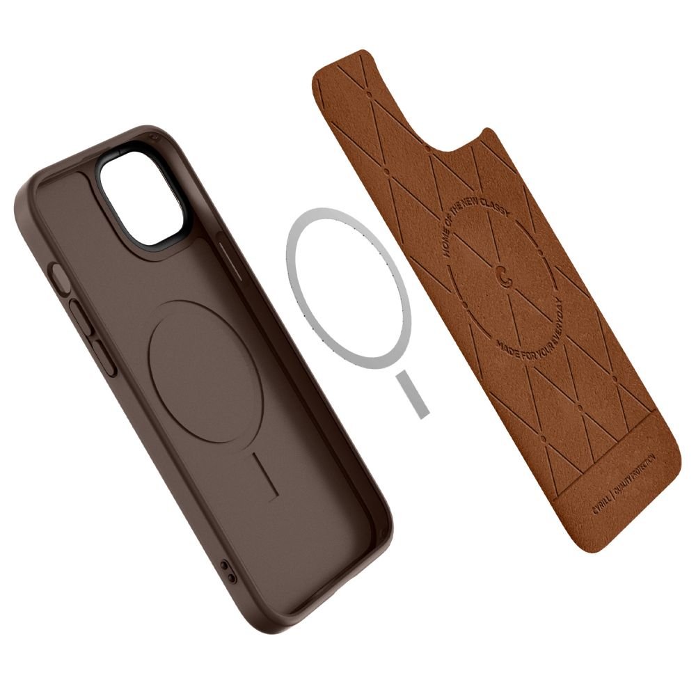Spigen Cyrill iPhone 14 Plus / iPhone 15 Plus Kajuk Mag Θήκη με Επένδυση Συνθετικού Δέρματος και MagSafe - Saddle Brown