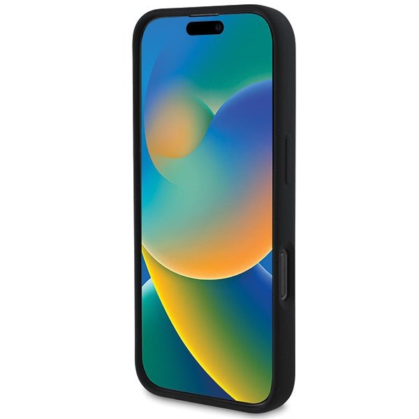 DKNY iPhone 16 Pro Max - Liquid Silicone White Printed Logo MagSafe Σκληρή Θήκη με Πλαίσιο Σιλικόνης - Black