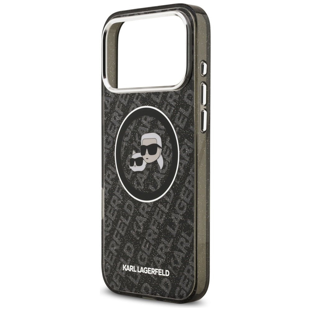 Karl Lagerfeld iPhone 17 Pro Max - IML Glitter Karl and Choupette Heads Logo MagSafe - Σκληρή Θήκη με Πλαίσιο Σιλικόνης - Black - KLHMP17XHMKBKCHOK