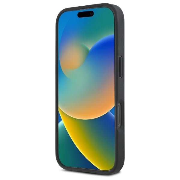 DKNY iPhone 16 Pro Max - Repeat Pattern Stack Logo MagSafe - Σκληρή Θήκη με Επένδυση Συνθετικού Δέρματος - Black