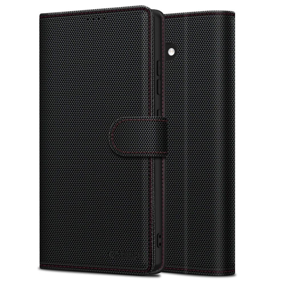 Tech - Protect Samsung Galaxy S25 Wallet RS Θήκη Πορτοφόλι Stand από Δερματίνη - Black / Red