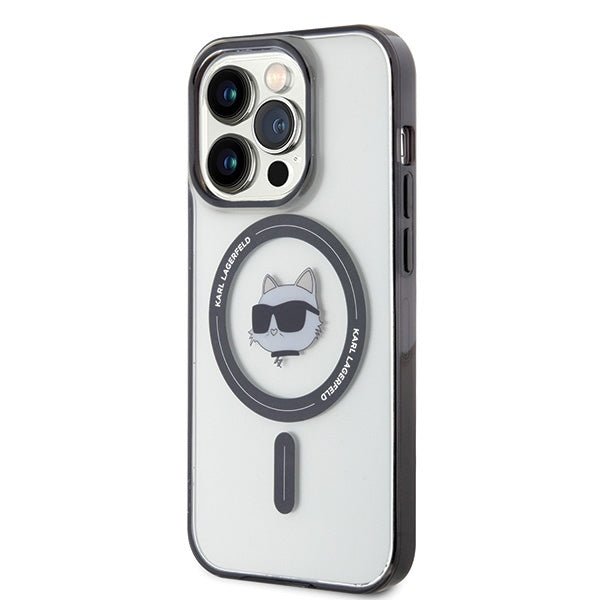 Karl Lagerfeld iPhone 15 Pro - IML Choupette's Head Magsafe Σκληρή Θήκη με Πλαίσιο Σιλικόνης και MagSafe - Διάφανη - KLHMP15LHCHNOTK
