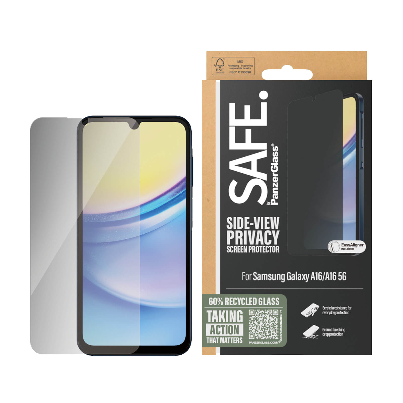 Safe by PanzerGlass Samsung Galaxy A16 4G / A16 5G Privacy Ultra - Wide Fit Full Screen Αντιχαρακτικό Γυαλί Οθόνης - Black
