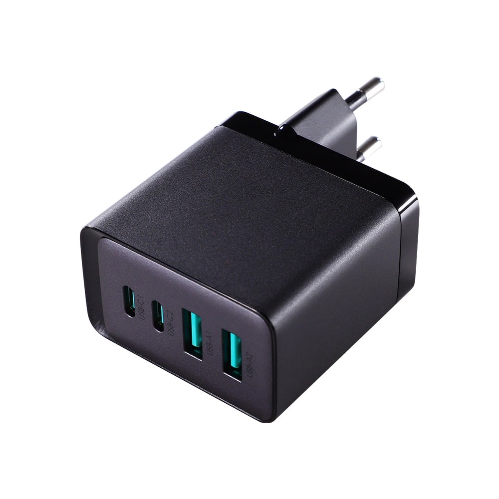 JOYROOM JR - TCG02 GAN 67W Οικιακός Φορτιστής Γρήγορης Φόρτισης με 2 Θύρες Type - C και 2 Θύρες USB και Καλώδιο Type - C to Type - C 100W - Black