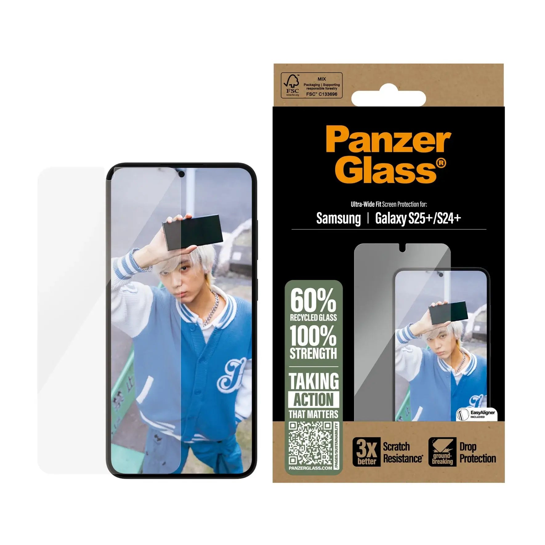 PanzerGlass Samsung Galaxy S24 Plus / S25 Plus - Ultra - Wide Fit Case Friendly Full Screen Αντιχαρακτικό Γυαλί Οθόνης - Διάφανο