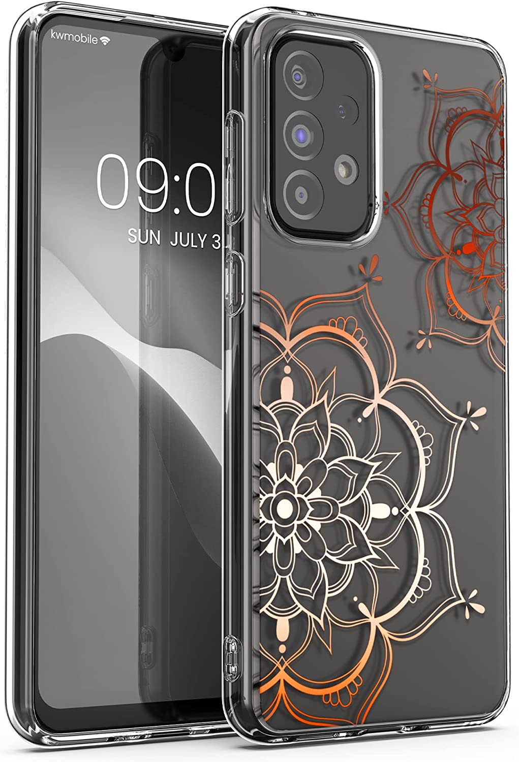 KW Samsung Galaxy A33 5G Θήκη Σιλικόνης TPU Design Flowers Twins - Rose Gold - Διάφανη - 58799.02