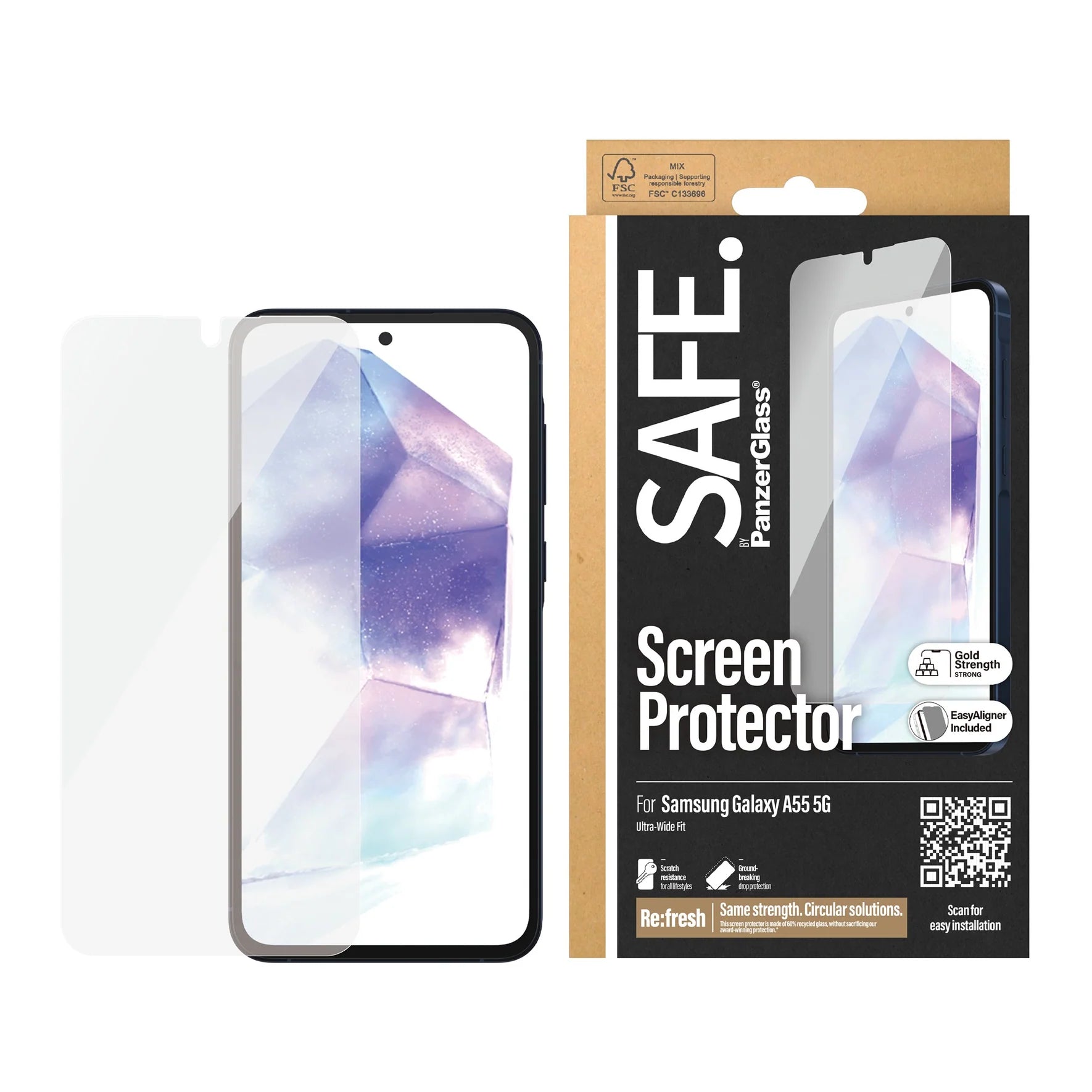 Safe by PanzerGlass Samsung Galaxy A55 5G - Ultra - Wide Fit W. EasyAligner Case Friendly Full Screen Αντιχαρακτικό Γυαλί Οθόνης - Διάφανο - SAFE95687