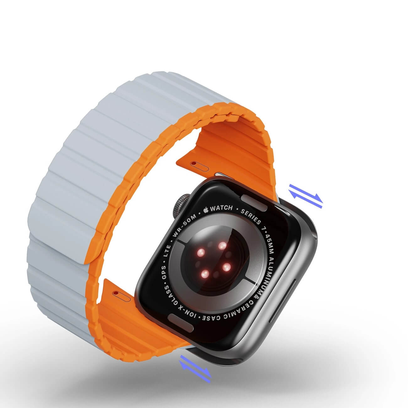 Dux Ducis Λουράκι Apple Watch 2/3/4/5/6/7/8/9/10/11 - SE (1/2/3) - 38/40/41/42mm Magnetic Strap LD Version Μαγνητικό Σιλικόνης - Grey / Orange
