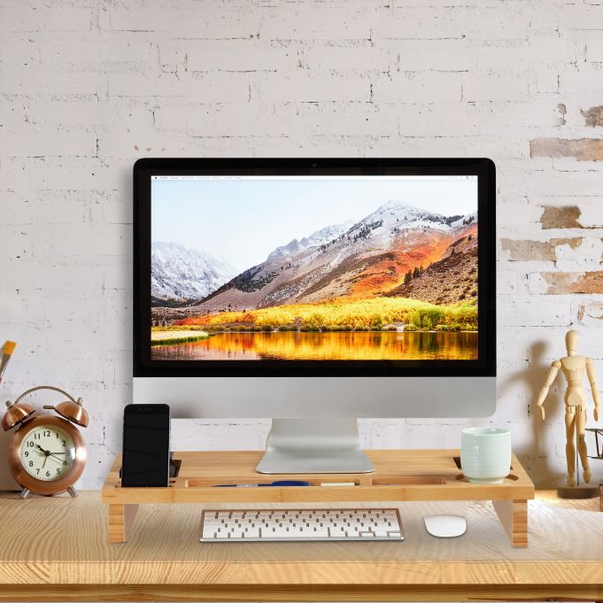 Relaxdays Ξύλινη Βάση Στήριξης Οθόνης - Natural - 4052025242015