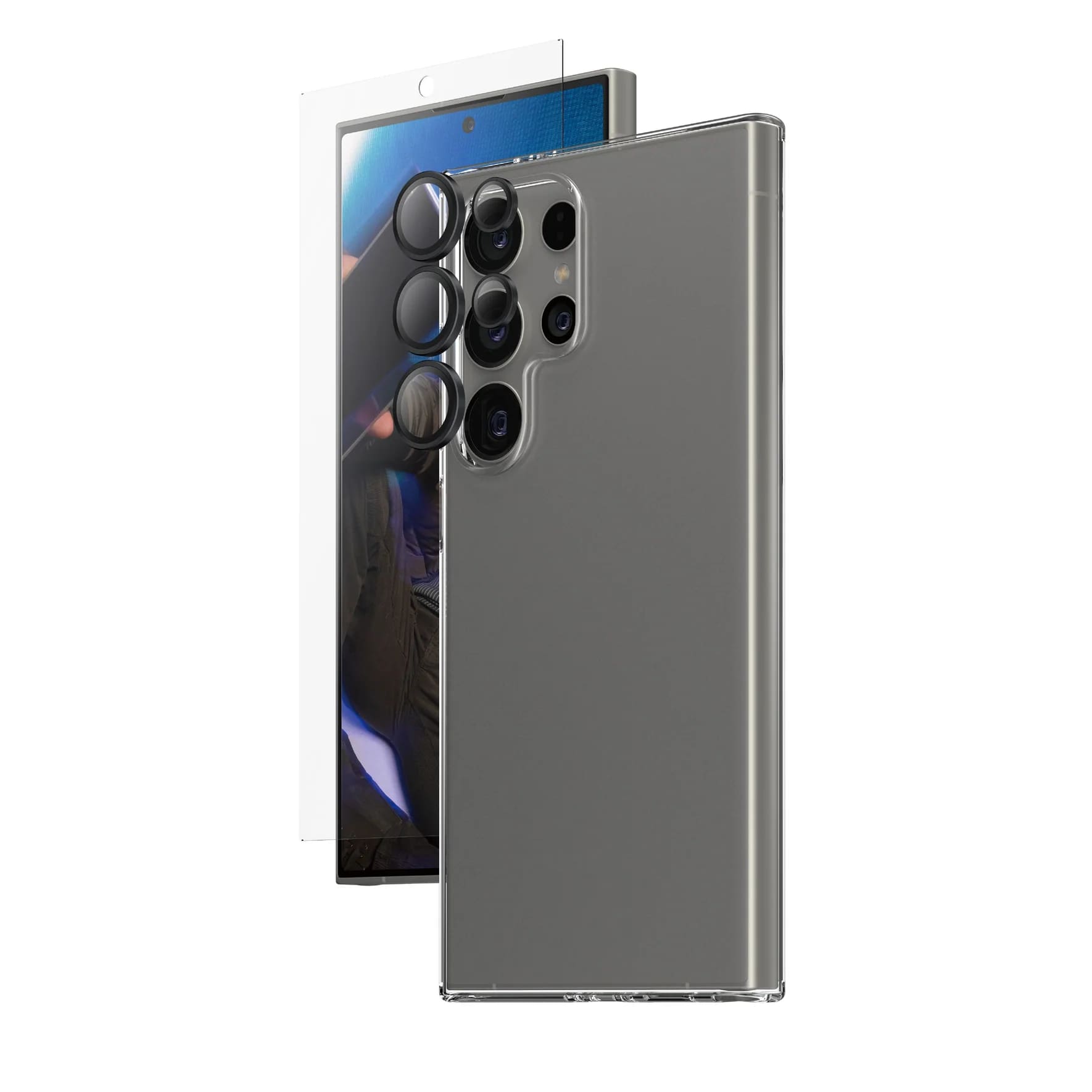 Safe by PanzerGlass Samsung Galaxy S24 Ultra - 3 - in - 1 Bundle Set - Σετ με 1 Αντιχαρακτικό Γυαλί Οθόνης, 1 Αντιχαρακτικό Γυαλί για την Κάμερα και 1 Θήκη Σιλικόνης - Clear