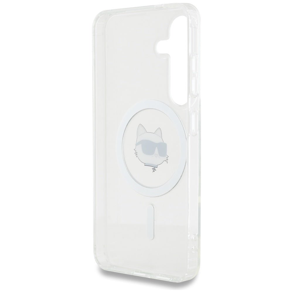 Karl Lagerfeld Samsung Galaxy S25 Plus - Button Choupette Head Printed Logo - MagSafe Σκληρή Θήκη με Πλαίσιο Σιλικόνης - White - KLHMS25MHLSCHH