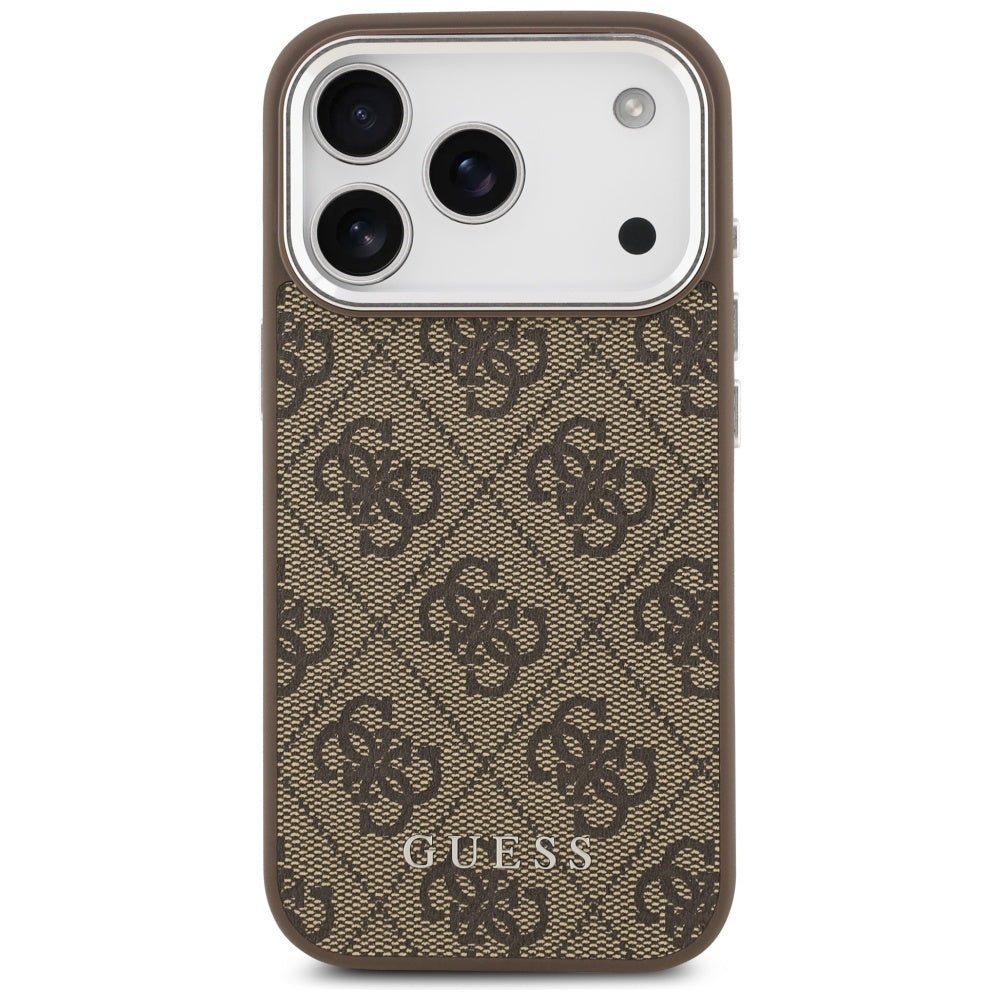 Guess iPhone 17 Pro - 4G Classic Logo MagSafe - Σκληρή Θήκη με Πλαίσιο Σιλικόνης και Επένδυση Οικολογικού Δέρματος - Brown - GUHMP17LP4GSSMCW