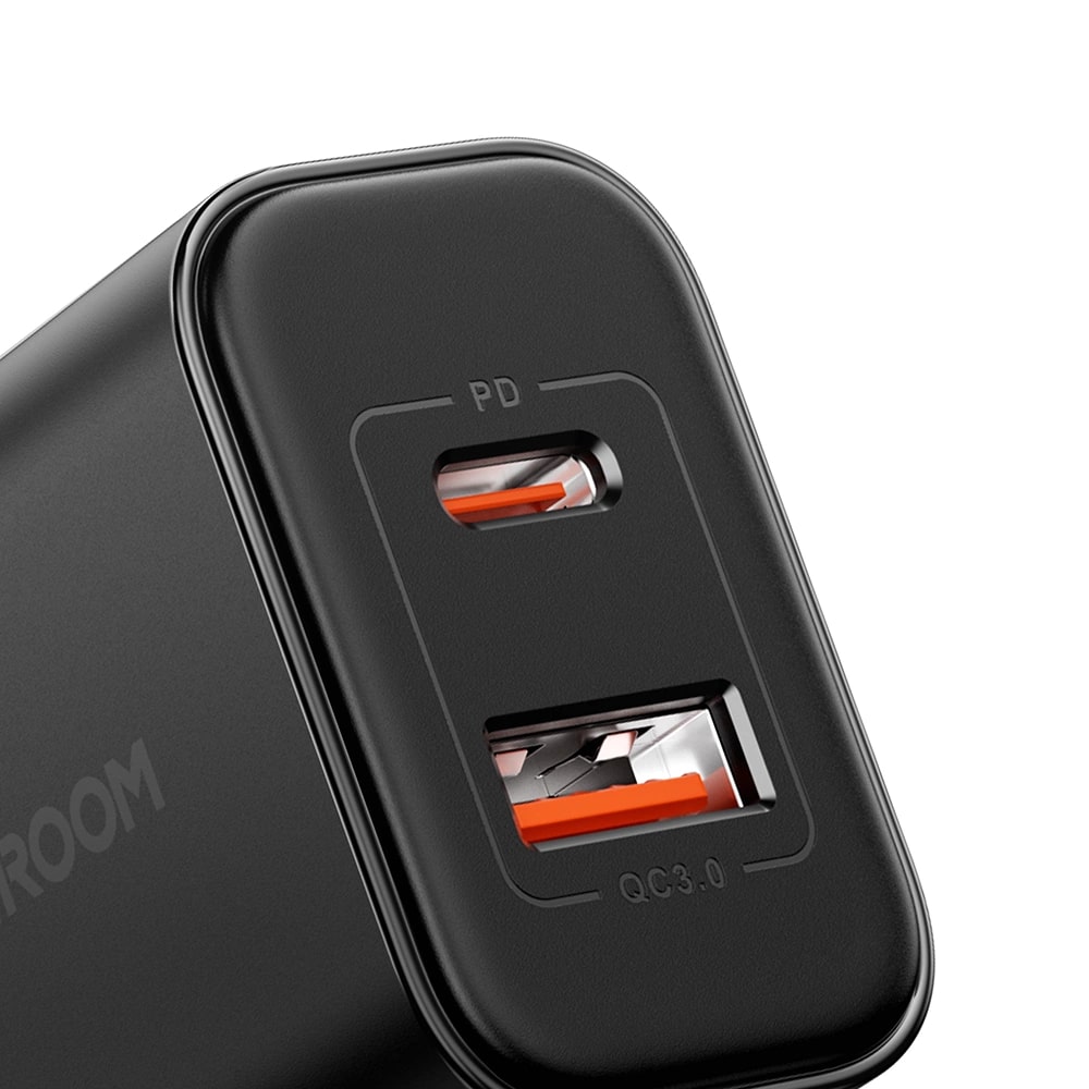 Joyroom PD 20W Οικιακός Φορτιστής Γρήγορης Φόρτισης με Θύρα USB και Θύρα Type - C και Καλώδιο Type - C to Type - C - Black - JR - TCF05