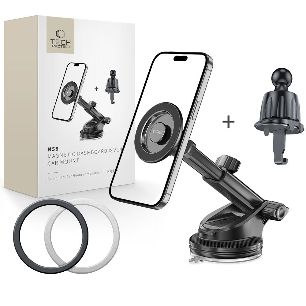 Tech - Protect N58 Μαγνητική MagSafe Βάση Αυτοκινήτου για το Ταμπλό και τον Αεραγωγό - Black