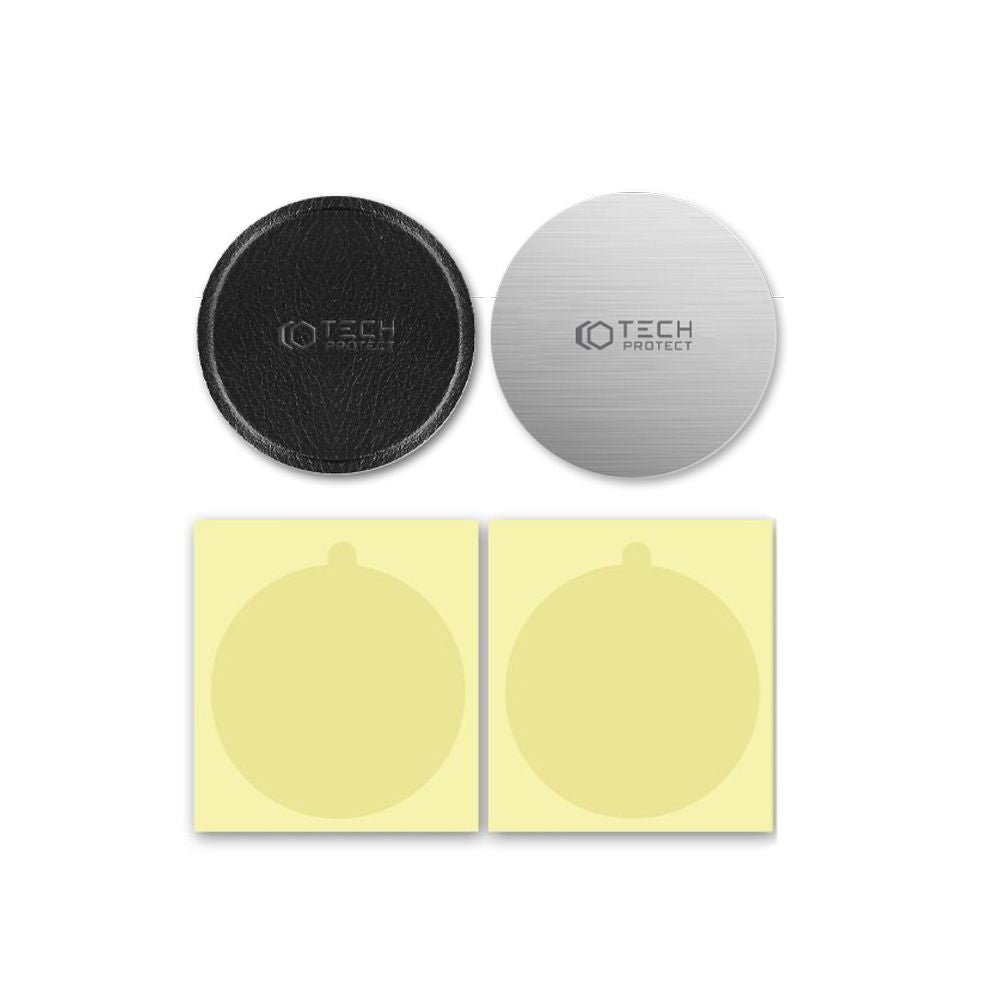 Tech - Protect Metal Plates - Δύο Μεταλλικές Πλακέτες με Αυτοκόλλητο για Μαγνητικές Βάσεις Αυτοκινήτου - Silver / Black