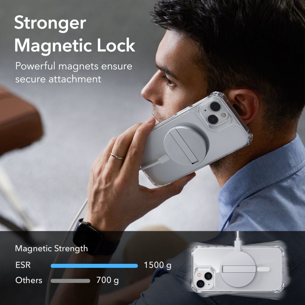 ESR iPhone 14 Air Armor Halolock Σκληρή Θήκη με Πλαίσιο Σιλικόνης και MagSafe - Διάφανη